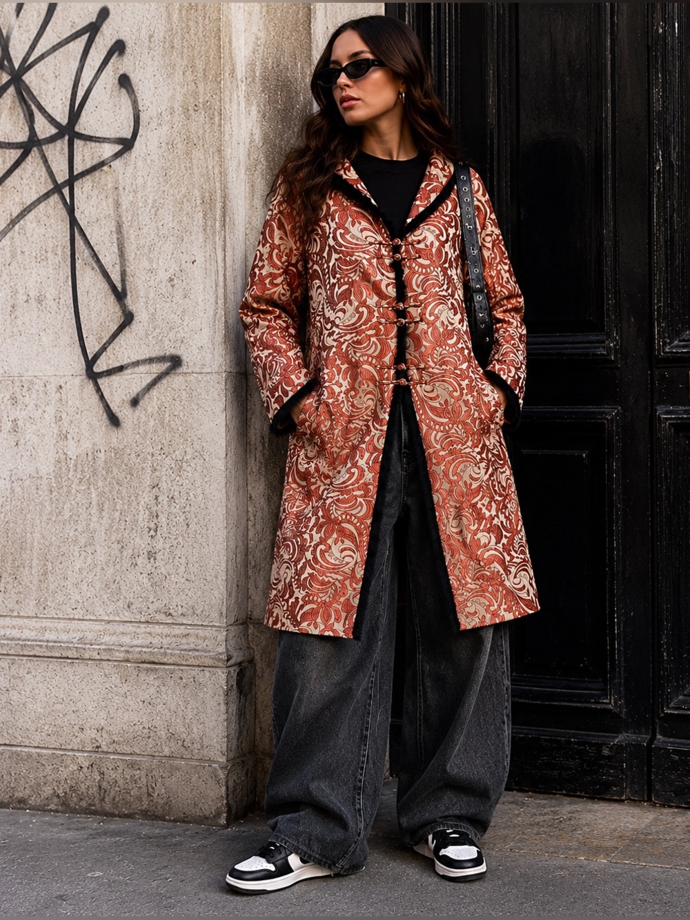 100% SILK Brocade Jacket Mandarin Collar Frog Closure Vintage Glam Statement - Picture 2 of 16